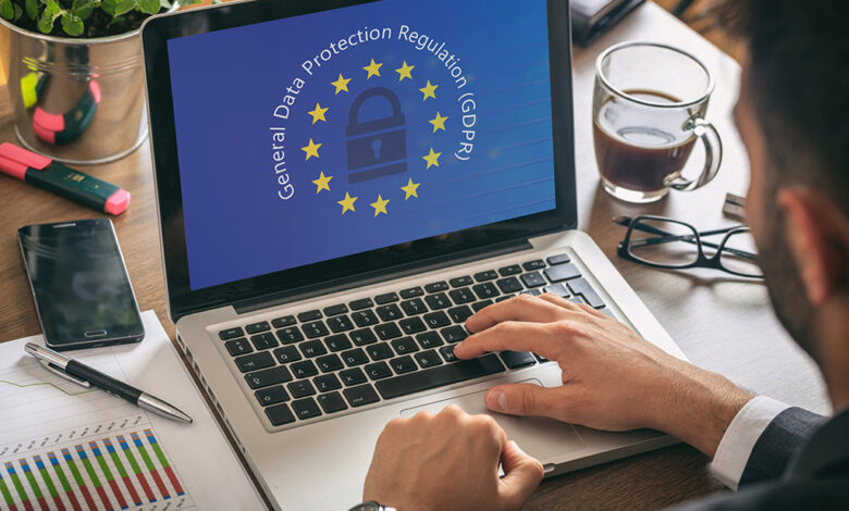 PC che mostra il logo GDPR